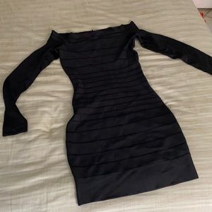 French Connection black long sleeve bandage dress